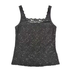 Vintage Handmade Black Floral Lace Top Women S/M Whimsigoth Y2K Grunge Romantic